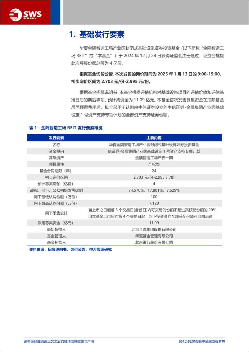 《金隅智造工场REIT(508092.SH)申购价值分析-250112-申万宏源-20页》 - 第4页预览图