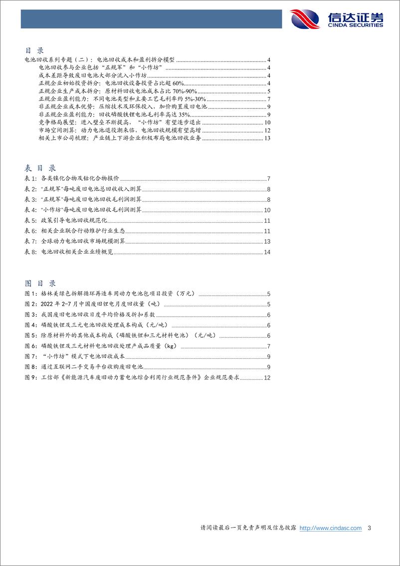 《机械设备行业专题：电池回收系列专题（二），电池回收成本和盈利拆分模型-20220816-信达证券-16页》 - 第4页预览图