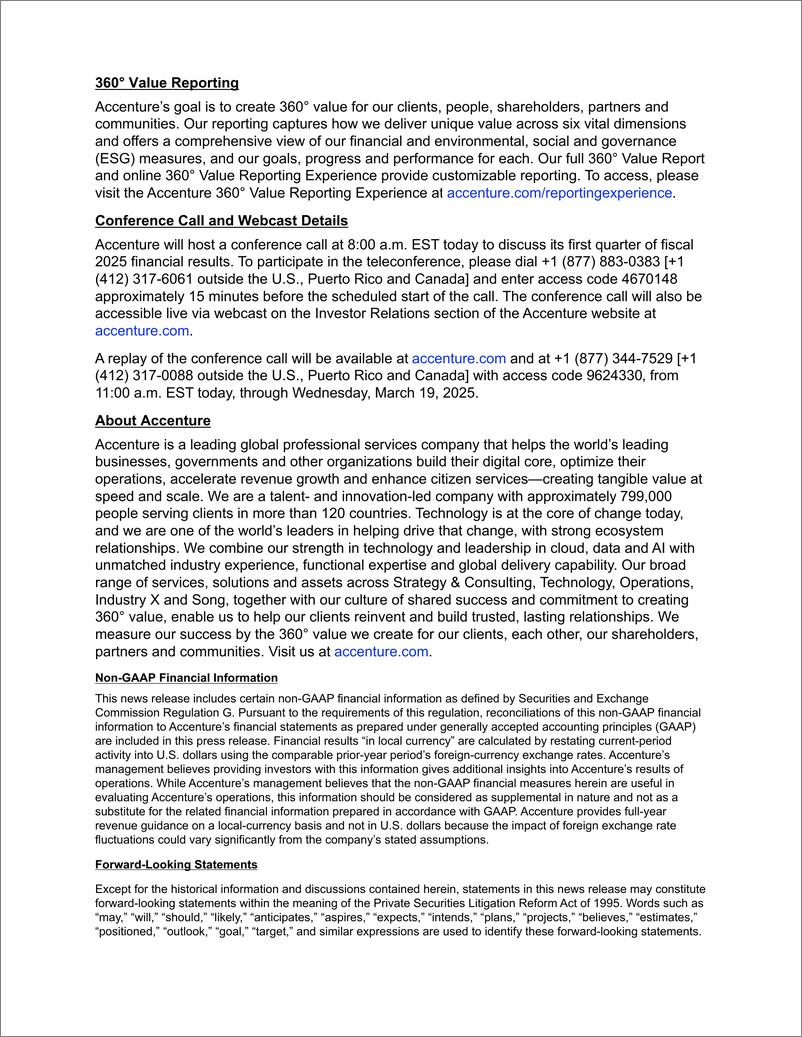 《埃森哲公布2025财年第一季度-11页》 - 第5页预览图