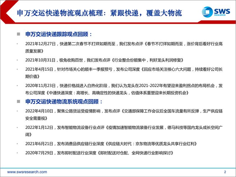 《快递行业深度报告：快递数据库更新介绍与分析框架-20220601-申万宏源-44页》 - 第3页预览图