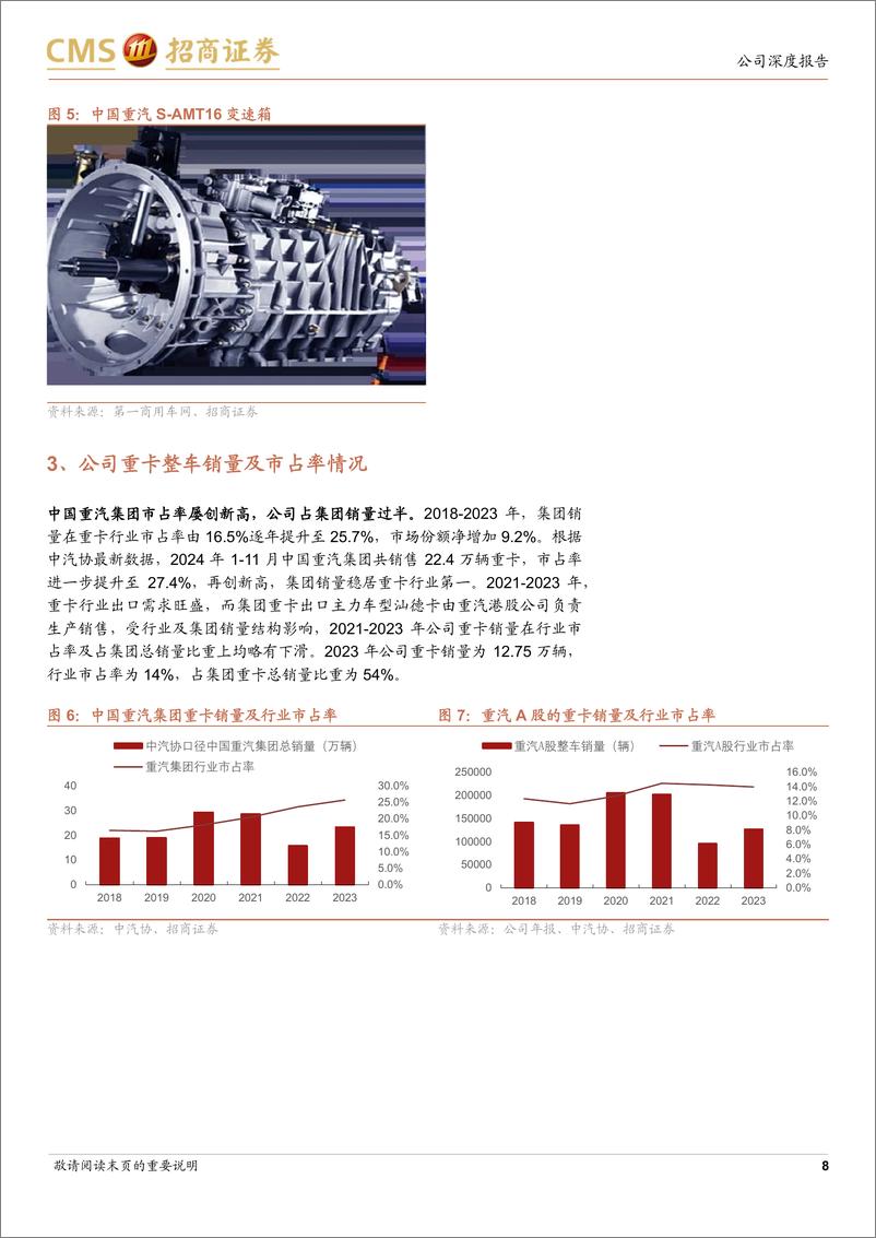 《中国重汽(000951)重卡整车龙头，实力雄厚，受益于行业周期复苏-241230-招商证券-19页》 - 第8页预览图