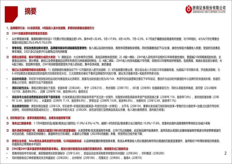 《纺织服装行业23年中报总结：消费分化中寻找确定性-20230909-浙商证券-32页》 - 第3页预览图