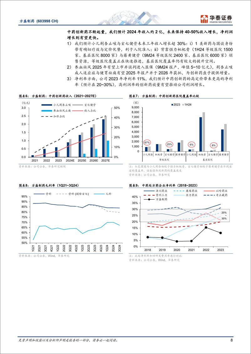 《方盛制药(603998)快速成长中的创新中药企业-250109-华泰证券-34页》 - 第8页预览图