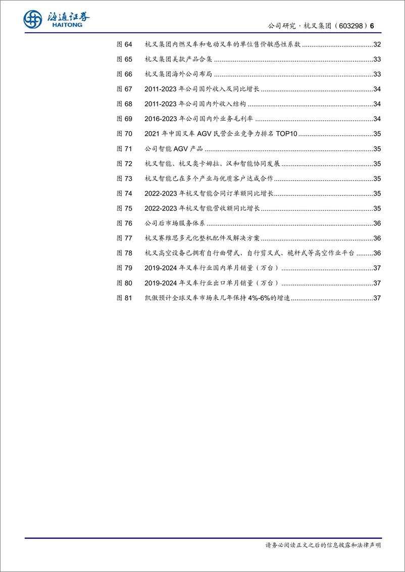 《杭叉集团(603298)公司深度报告：国产叉车龙头，国际化、电动化持续加码-241216-海通证券-42页》 - 第6页预览图