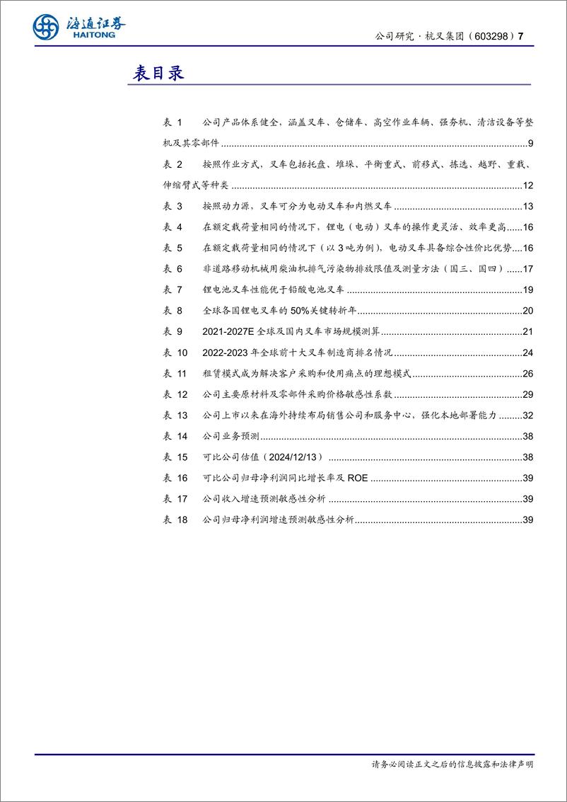 《杭叉集团(603298)公司深度报告：国产叉车龙头，国际化、电动化持续加码-241216-海通证券-42页》 - 第7页预览图