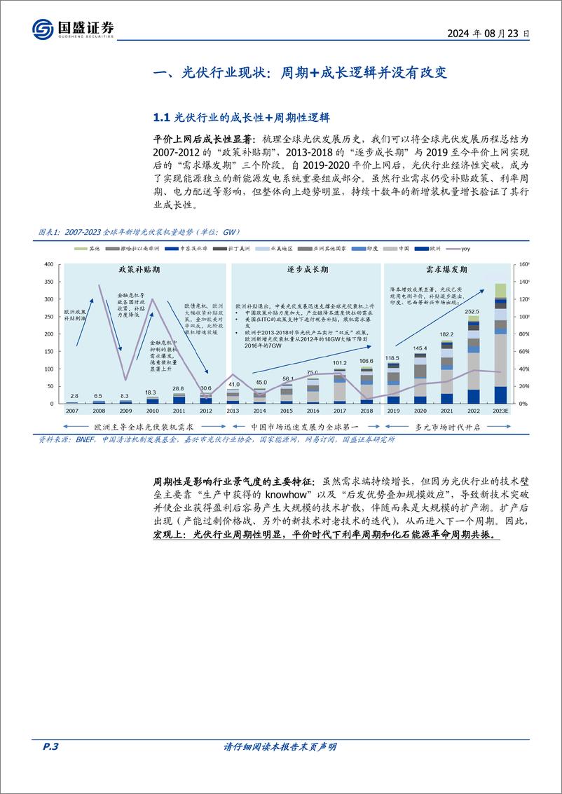 《电力设备行业深度-光伏行业：国内需求筑底向上，出海中东瞄准高溢价市场-240823-国盛证券-16页》 - 第3页预览图