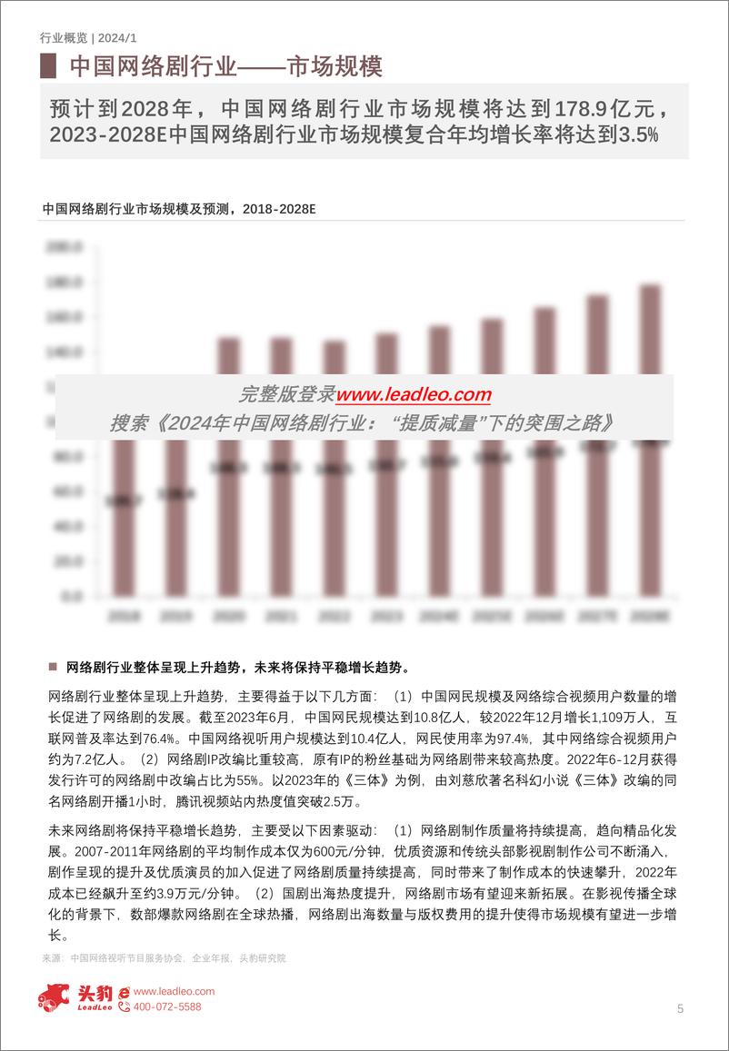 《2024年中国网络剧行业-“提质减量”下的突围之路-头豹研究院》 - 第5页预览图