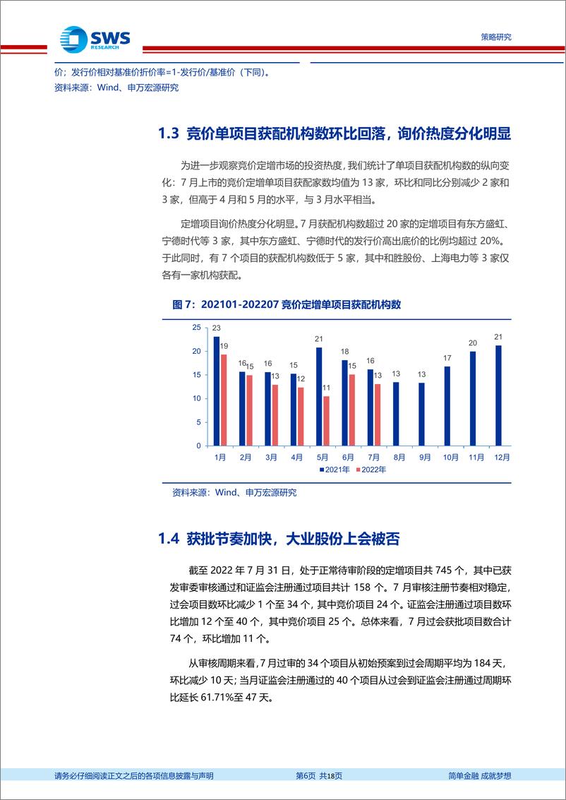 《定增市场2022年7月报：定增发行升温，询价热度分化-20220804-申万宏源-18页》 - 第7页预览图