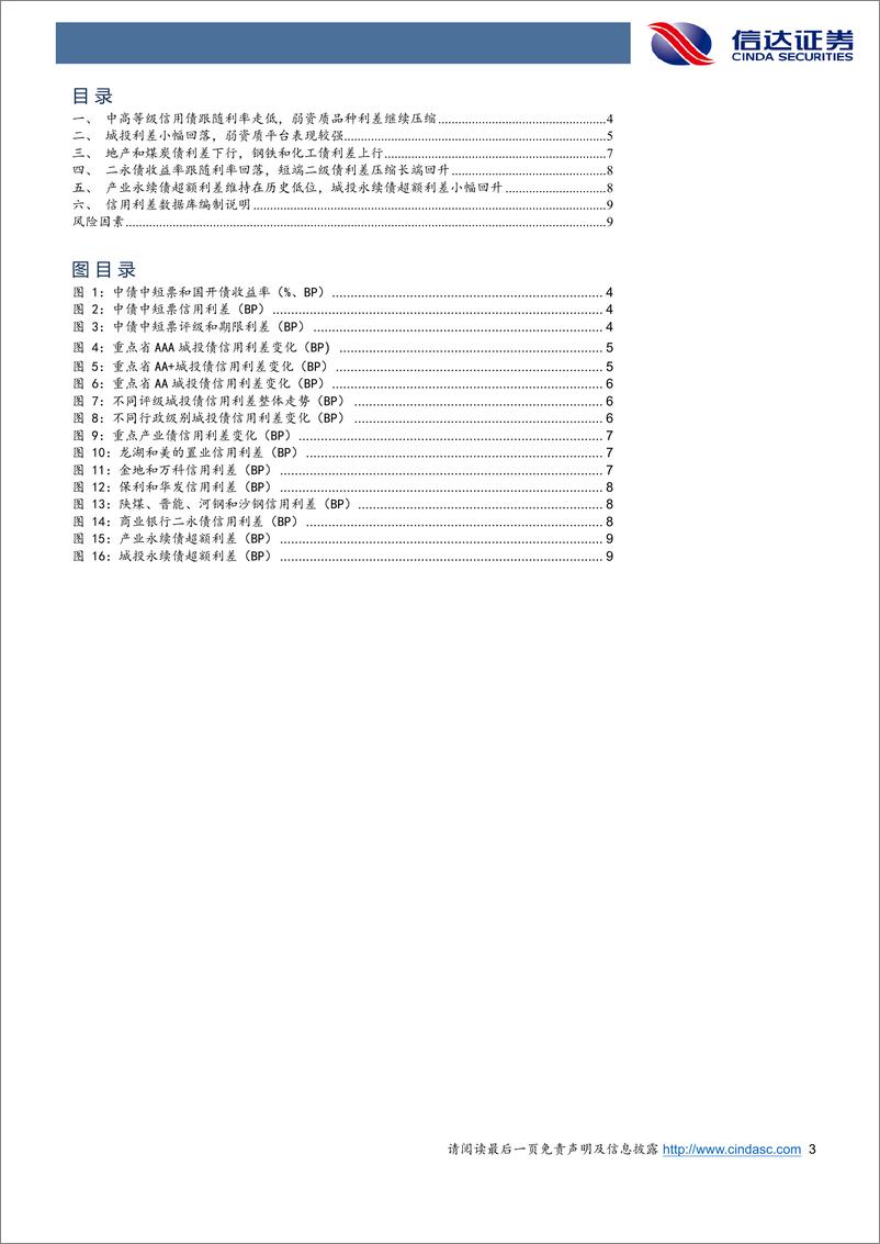 《信用利差跟踪：降息落地信用债跟随利率回落，弱资质品种利差继续压缩-240728-信达证券-11页》 - 第3页预览图