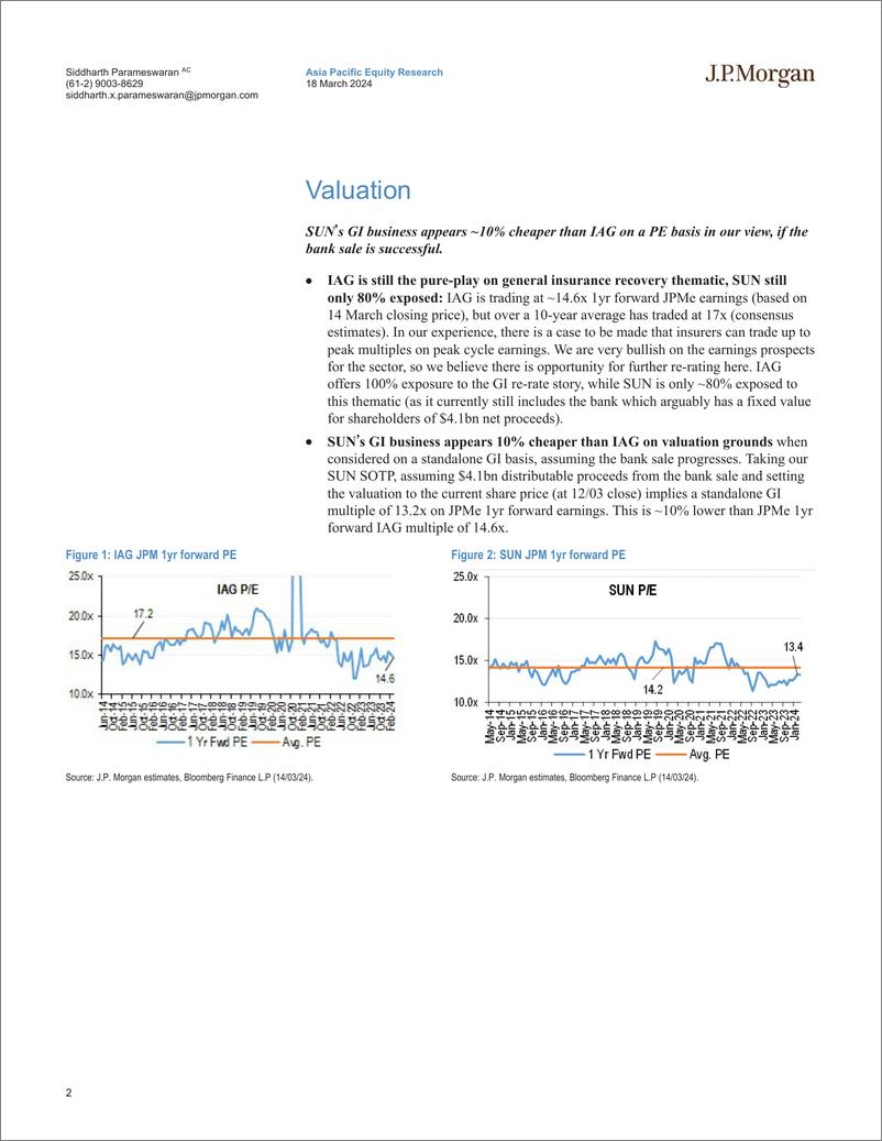 《JPMorgan-The Price Is Not Right...IAG vs SUN What PE should SUN GI t...-107091369》 - 第2页预览图