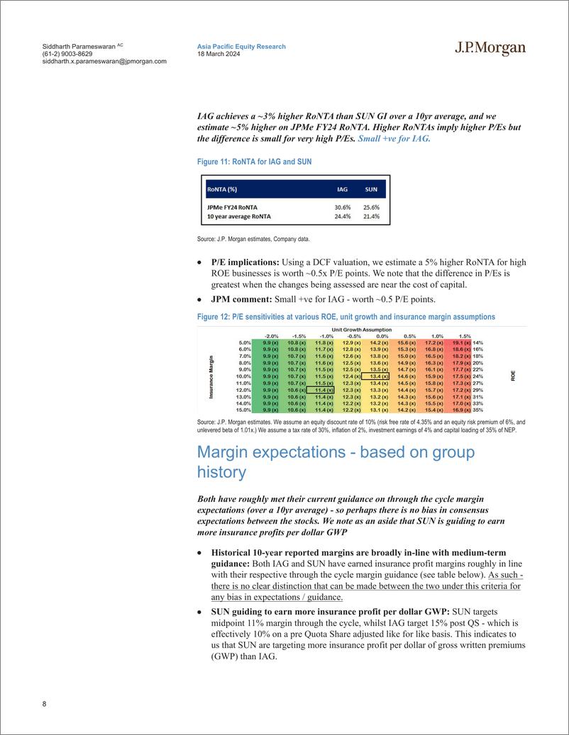 《JPMorgan-The Price Is Not Right...IAG vs SUN What PE should SUN GI t...-107091369》 - 第8页预览图