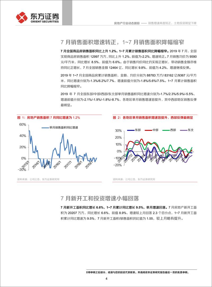 《7月统计局房地产行业数据点评：销售增速再度转正，土地投资明显下降-20190814-东方证券-10页》 - 第5页预览图