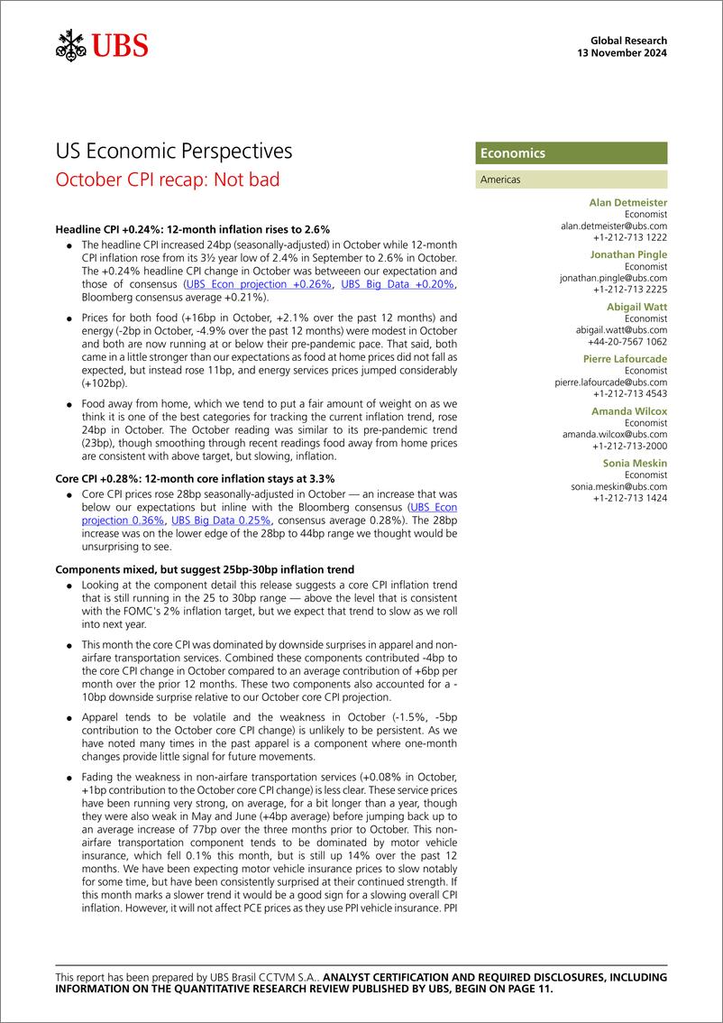 《UBS Economics-US Economic Perspectives _October CPI recap Not bad_ Detmei...-111567568》 - 第1页预览图