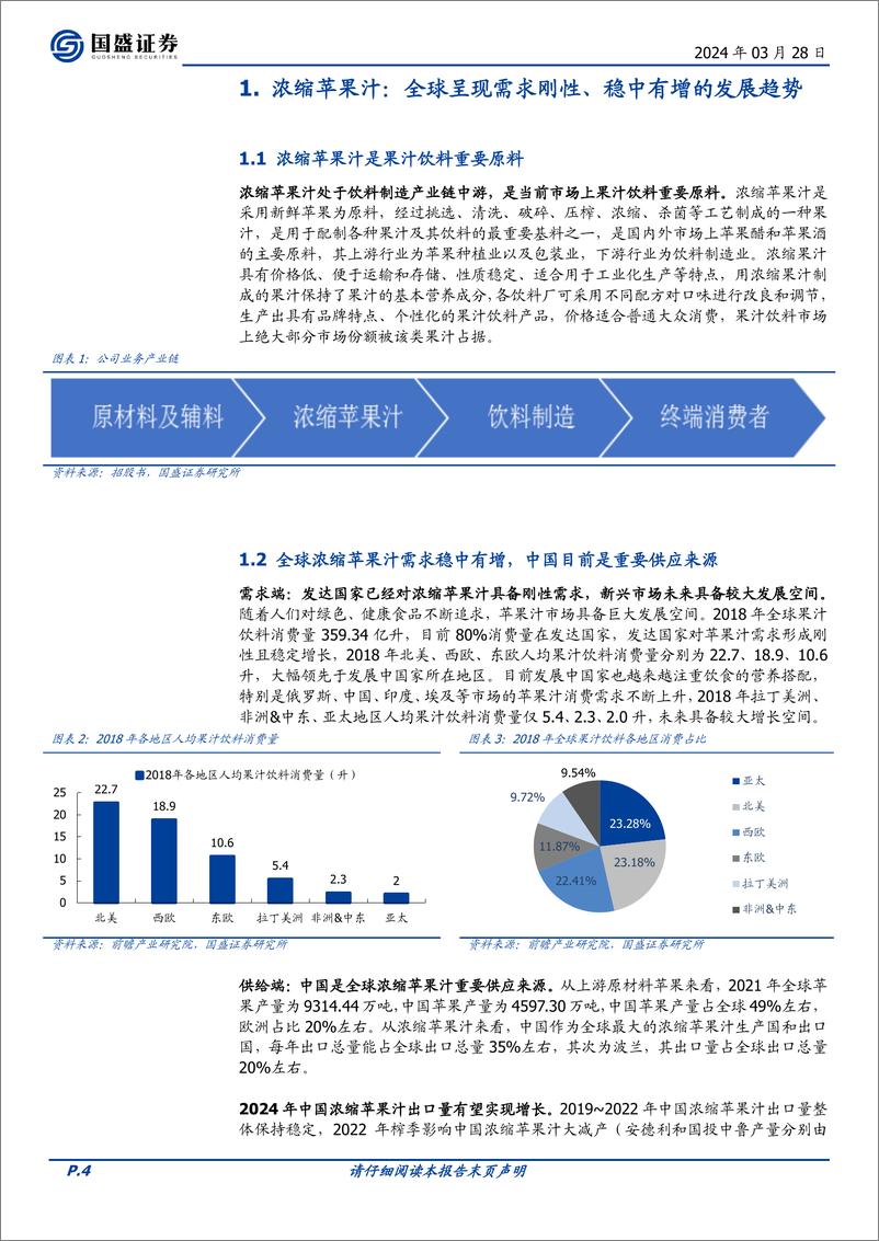 《安德利-605198.SH-全球浓缩果汁龙头企业，新产品、市场双拓展带来新机遇-20240328-国盛证券-12页》 - 第4页预览图