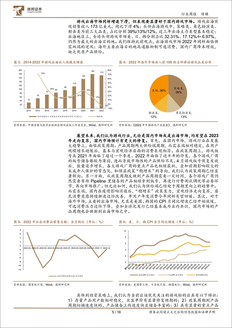 《传媒互联网行业周报：2022游戏产业报告展望复苏；国产大模型有望迎来蓬勃发展-20230219-德邦证券-16页》 - 第5页预览图