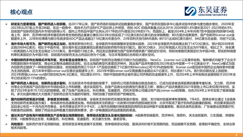 《东吴证券-医药_国产创新药颇具全球竞争力_出海为大方向》 - 第2页预览图