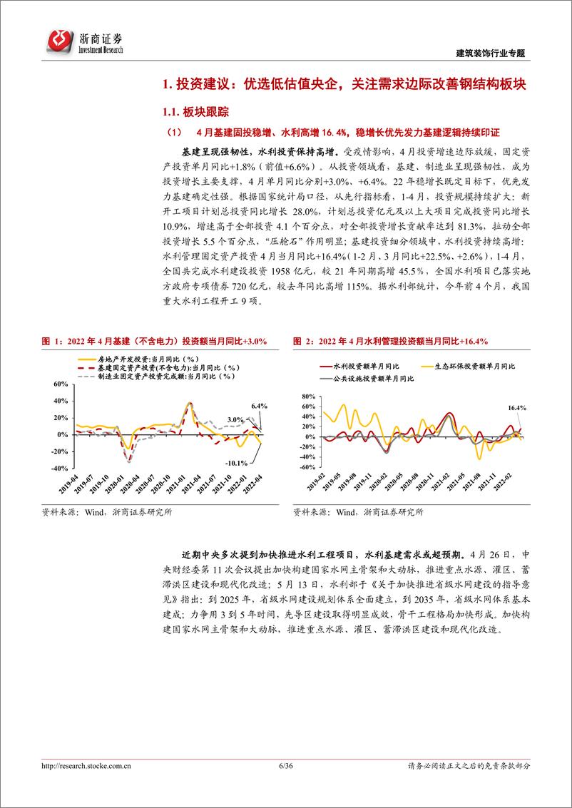 《建筑装饰行业专题报告：水利投资表现强劲，优选低估值央企、关注基本面边际改善板块-20220518-浙商证券-36页》 - 第7页预览图