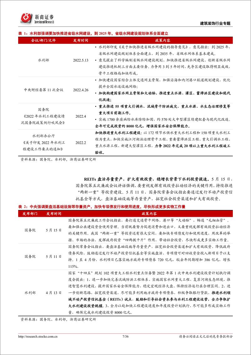 《建筑装饰行业专题报告：水利投资表现强劲，优选低估值央企、关注基本面边际改善板块-20220518-浙商证券-36页》 - 第8页预览图