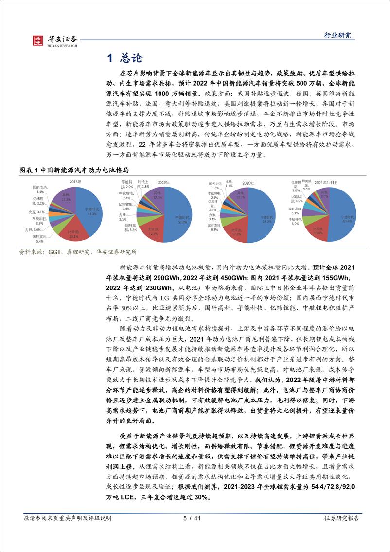 《新能源与汽车行业新能源锂电池系列报告之年度策略：电动化浪潮势不可挡，把握供需紧张环节与利润分配》 - 第5页预览图