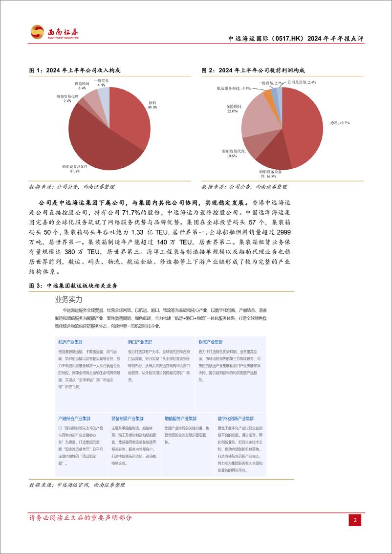 《中远海运国际(0517.HK)2024年半年报点评：船舶涂料量价齐升，业绩新高维持100%25派息-240823-西南证券-24页》 - 第6页预览图