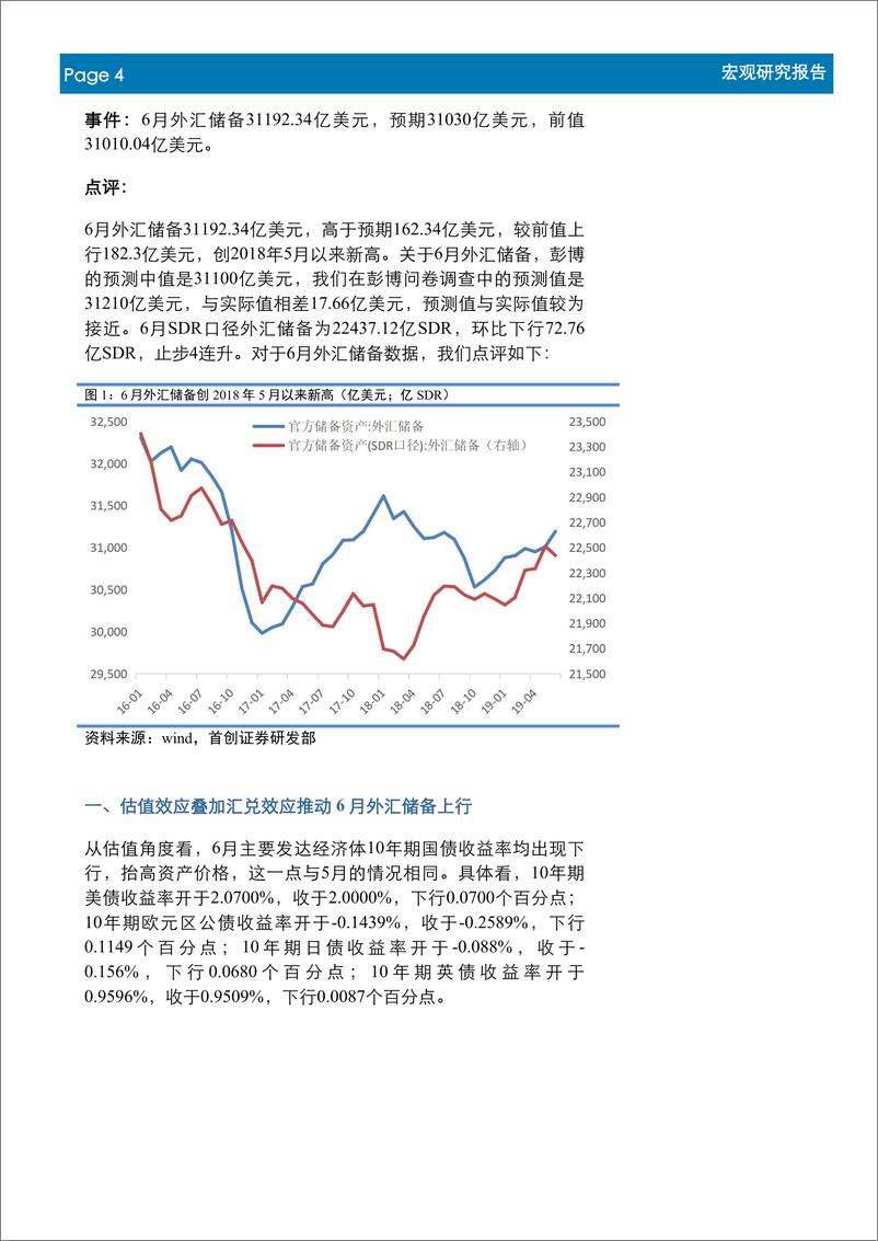 《6月外汇储备数据点评：首创宏观“茶”，人民币汇率破“7”概率不大，2019年我国外汇储备破“3”概率较低-20190709-首创证券-10页》 - 第5页预览图