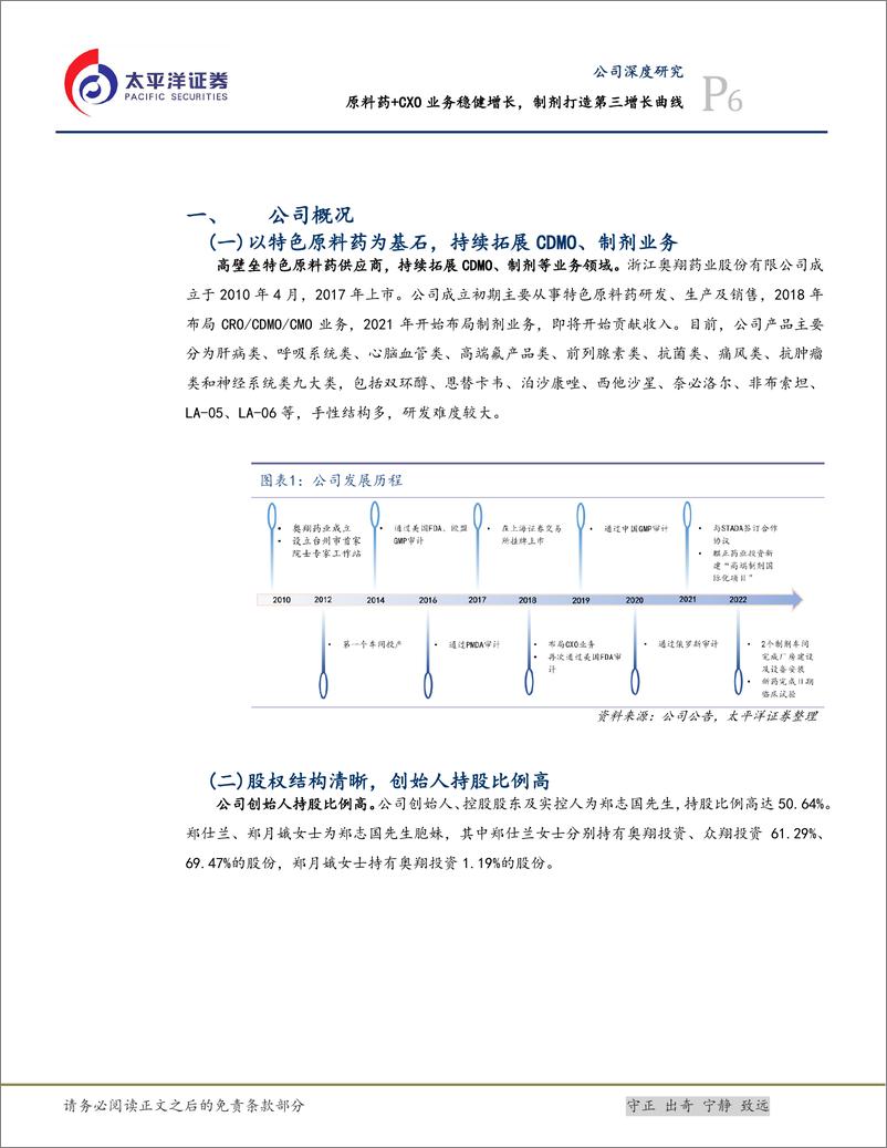 《奥翔药业(603229)原料药%2bCXO业务稳健增长，制剂打造第三增长曲线-240731-太平洋证券-39页》 - 第6页预览图