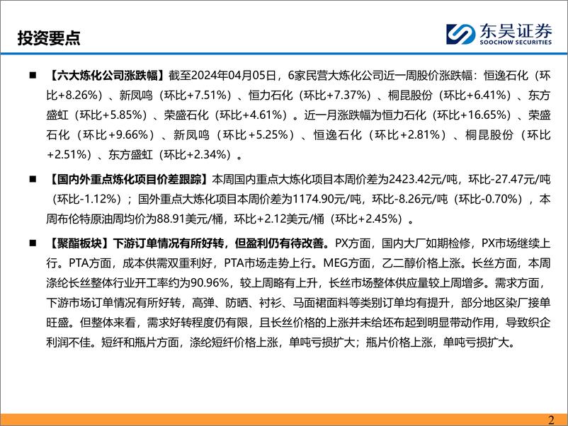 《东吴证券-化工：长丝下游订单有所好转 但库存水平依然偏高》 - 第2页预览图