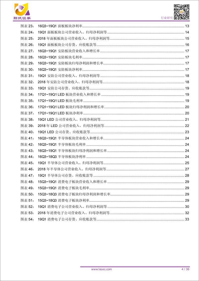 《电子行业一季报总结：营收增速放缓，利润略有下滑，关注细分领域投资机会-20190509-联讯证券-36页》 - 第5页预览图