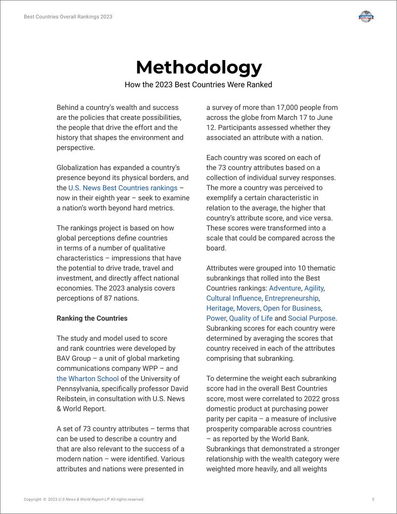 《美国新闻&沃顿商学院：2023年全球最佳国家排名（英文版）》 - 第5页预览图