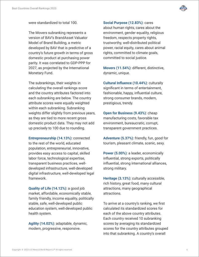 《美国新闻&沃顿商学院：2023年全球最佳国家排名（英文版）》 - 第6页预览图