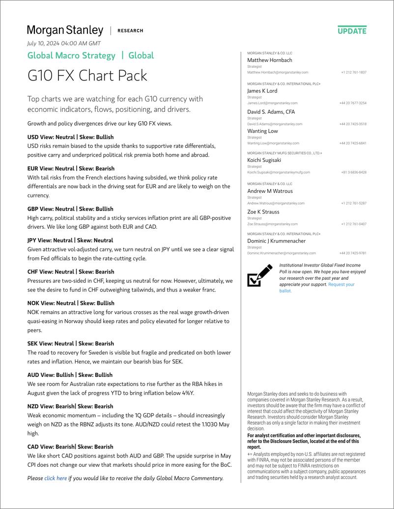 《Morgan Stanley Fixed-Global Macro Strategy G10 FX Chart Pack-109129673》 - 第1页预览图