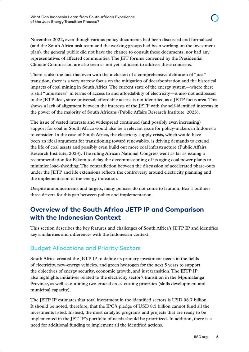 《国际可持续发展研究所-印尼能从南非的公正能源转型进程中学到什么？（英）-2023.7-18页》 - 第7页预览图