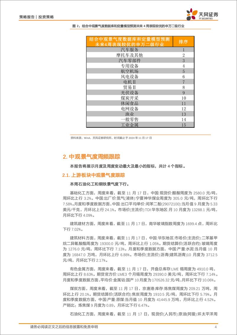 《中观景气度高频跟踪：中观景气度数据库和定量模型应用-241118-天风证券-17页》 - 第4页预览图