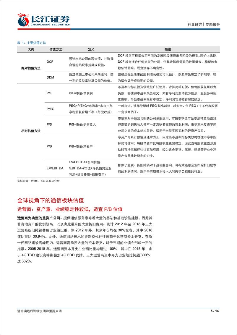 《通信设备行业：通信板块估值方法探讨-20190728-长江证券-14页》 - 第6页预览图