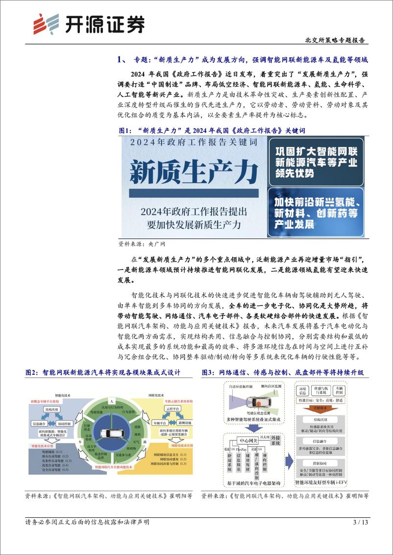 北交所科技新产业跟踪第九期：《政府工作报告》强调新质生产力，智能网联电动车%2b氢能引领新能源机遇-240310-开源证券-13页 - 第3页预览图