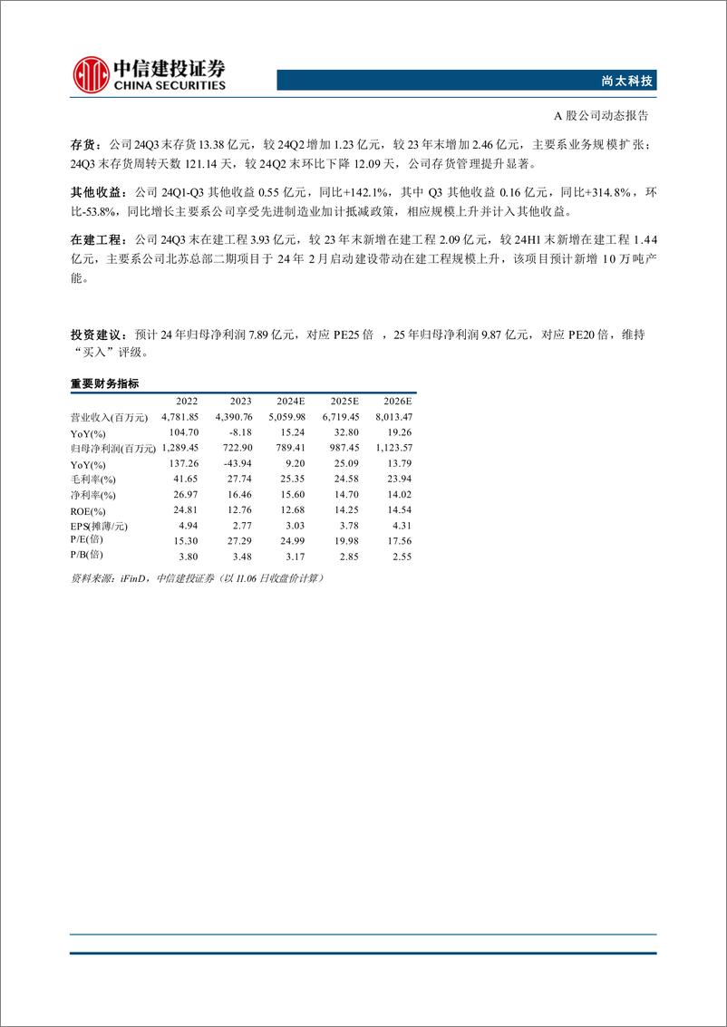 《尚太科技(001301)2024三季报点评：出货环比高增，盈利持续领先-241107-中信建投-12页》 - 第3页预览图