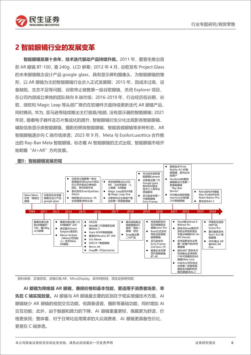 《智能眼镜行业专题：AI眼镜拐点已至，品牌方群雄逐鹿，优质线下渠道成兵家必争之地-241114-民生证券-20页》 - 第6页预览图