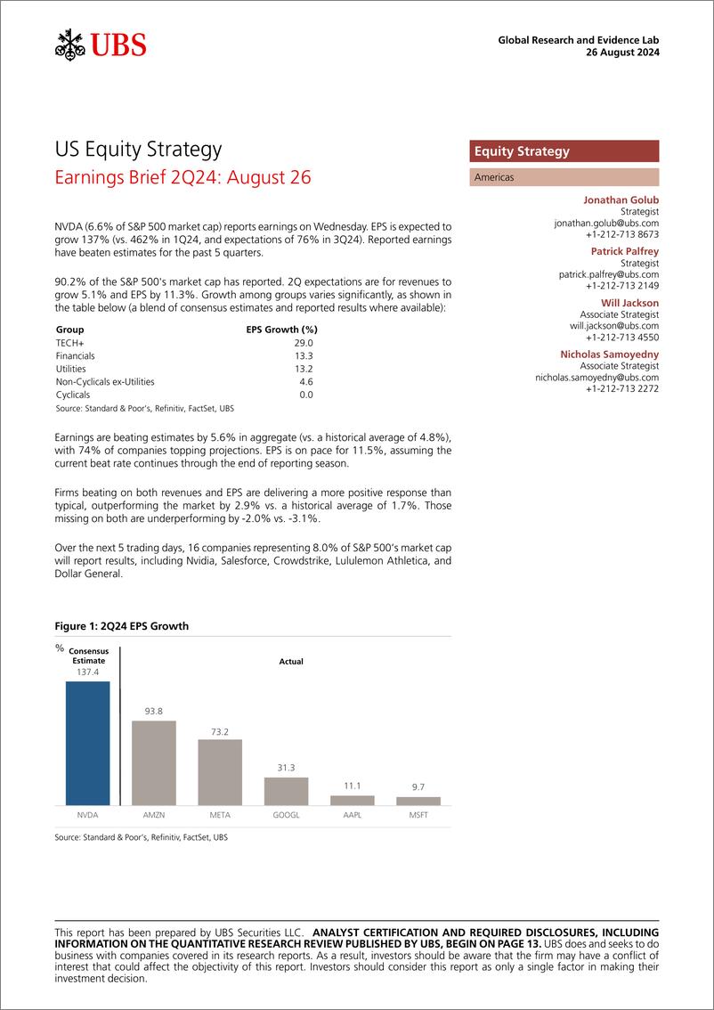 《UBS Equities-US Equity Strategy _Earnings Brief 2Q24 August 26_ Golub-110017681》 - 第1页预览图