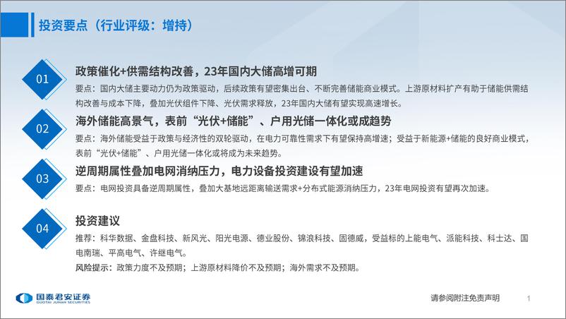 《储能与电力设备行业2023年度投资策略：把握电气化趋势下新能源消纳的最优解-20221226-国泰君安-46页》 - 第3页预览图