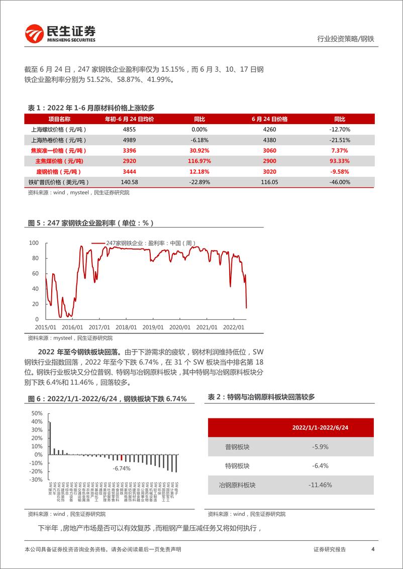 《金属2022年中期策略系列报告之钢铁行业篇：否极泰来，经济筑底+双碳政策支撑钢厂利润回升-20220628-民生证券-30页》 - 第5页预览图