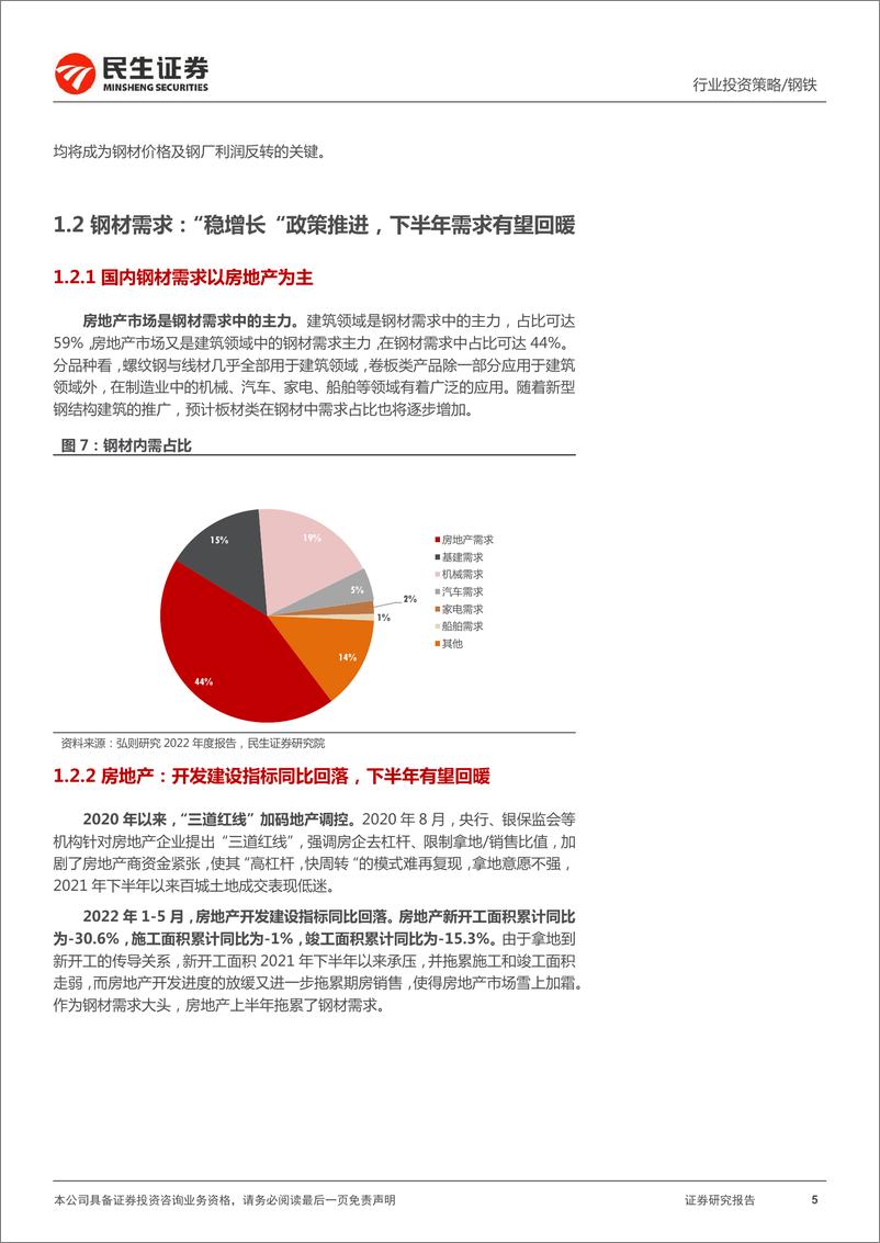 《金属2022年中期策略系列报告之钢铁行业篇：否极泰来，经济筑底+双碳政策支撑钢厂利润回升-20220628-民生证券-30页》 - 第6页预览图