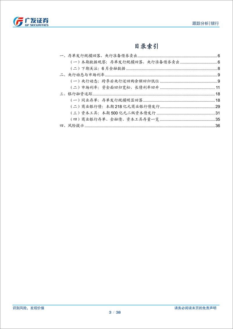 《银行业资负跟踪：存单发行规模回落，央行准备借券卖出-240707-广发证券-38页》 - 第3页预览图