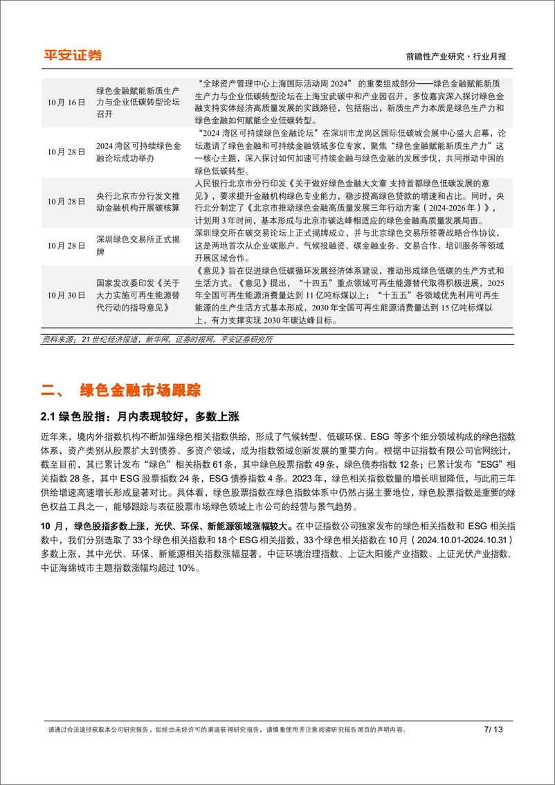 《绿色金融行业月报(2024年10月)：发挥绿色金融作用，服务美丽中国建设-241104-平安证券-13页》 - 第7页预览图