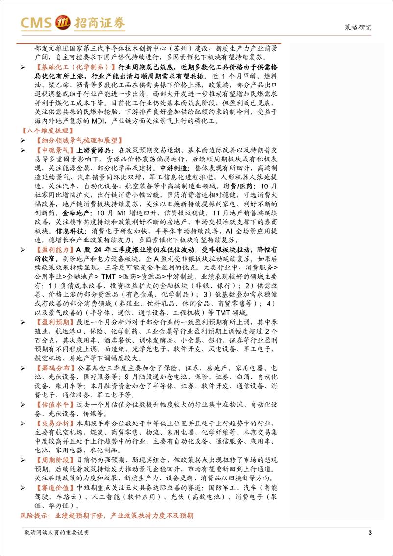 《行业比较与配置系列(2024年12月)：12月行业配置关注，政策发力背景下行业改善的线索-241123-招商证券-44页》 - 第3页预览图