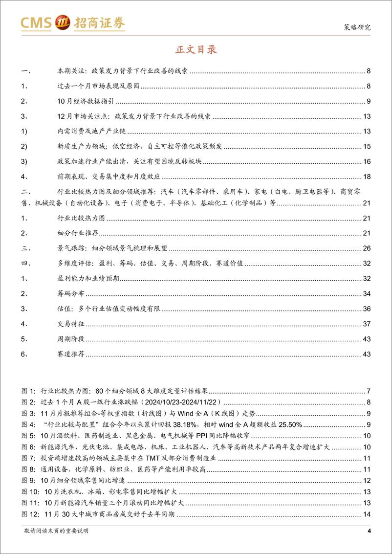 《行业比较与配置系列(2024年12月)：12月行业配置关注，政策发力背景下行业改善的线索-241123-招商证券-44页》 - 第4页预览图