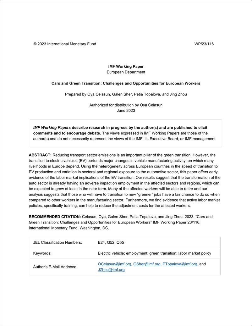 《IMF-汽车与绿色转型：欧洲工人面临的挑战与机遇（英）-2023》 - 第3页预览图