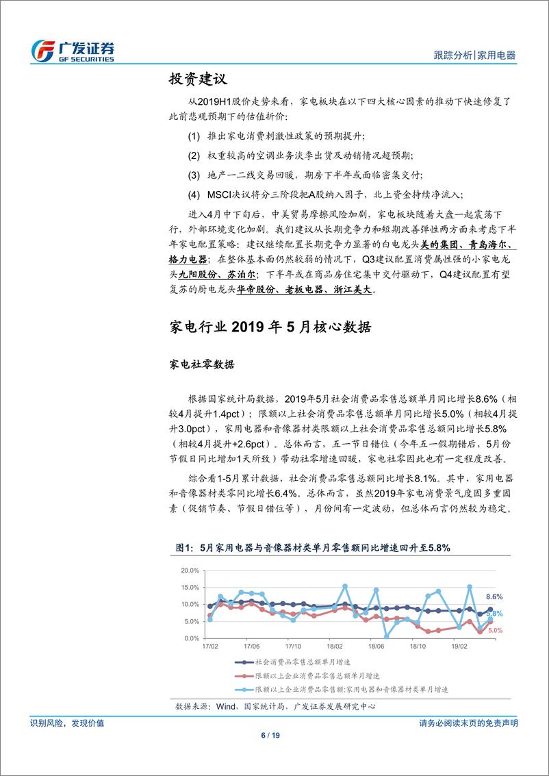 《家用电器行业5月行业数据点评：冰洗回暖，内销重回正增长-20190627-广发证券-19页》 - 第7页预览图