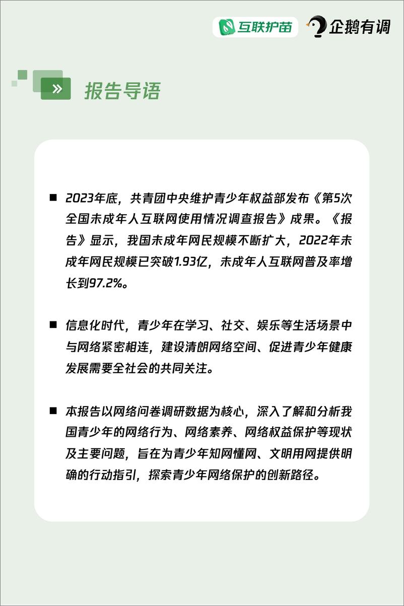 《青少年互联网使用情况调查报告（2024）》 - 第2页预览图