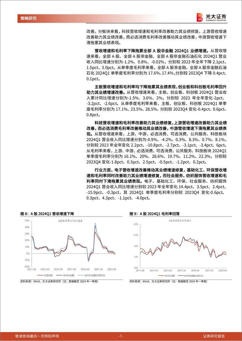 《A股2023年报和2024一季报分析：业绩波折修复，科技和必选消费景气度回升-240504-光大证券-14页》 - 第7页预览图