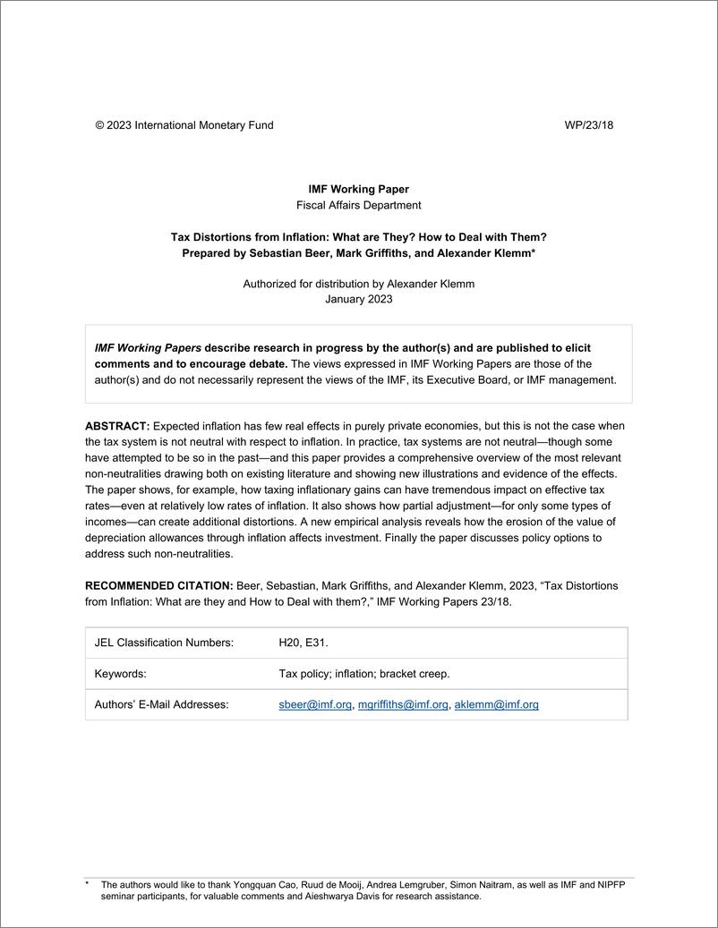 《IMF-通货膨胀造成的税收扭曲：它们是什么？如何处理它们？（英）-2023.1-35页》 - 第3页预览图